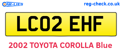 LC02EHF are the vehicle registration plates.