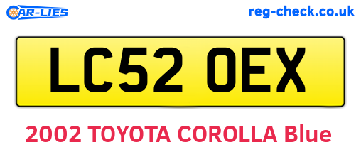 LC52OEX are the vehicle registration plates.