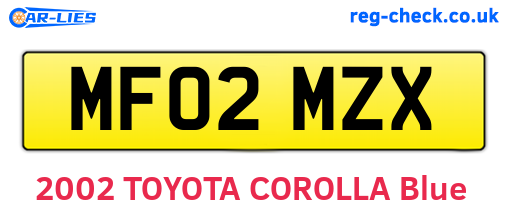 MF02MZX are the vehicle registration plates.