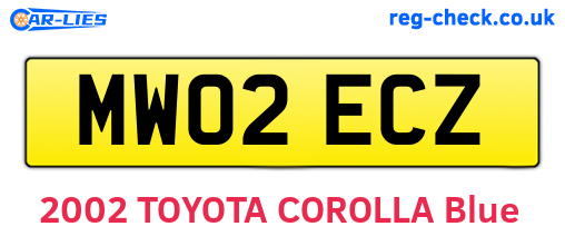 MW02ECZ are the vehicle registration plates.