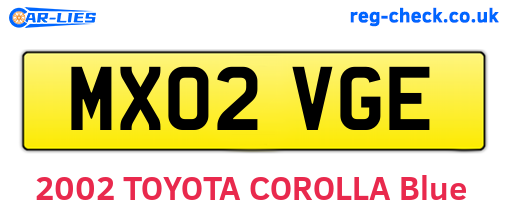 MX02VGE are the vehicle registration plates.