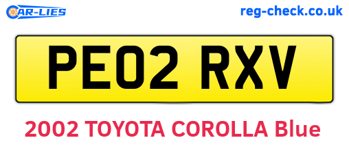 PE02RXV are the vehicle registration plates.