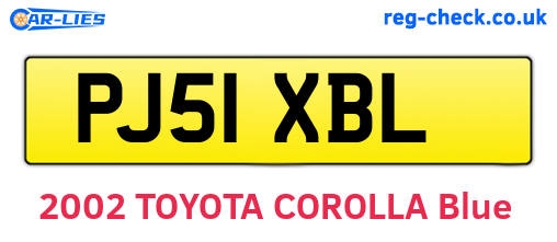 PJ51XBL are the vehicle registration plates.