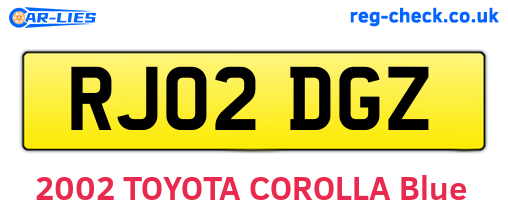 RJ02DGZ are the vehicle registration plates.