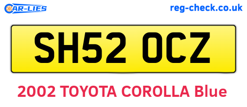 SH52OCZ are the vehicle registration plates.