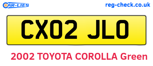 CX02JLO are the vehicle registration plates.