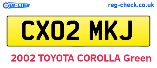 CX02MKJ are the vehicle registration plates.