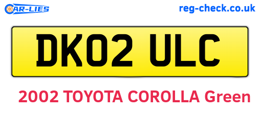 DK02ULC are the vehicle registration plates.