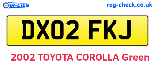 DX02FKJ are the vehicle registration plates.