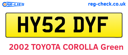 HY52DYF are the vehicle registration plates.