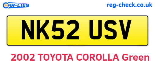 NK52USV are the vehicle registration plates.