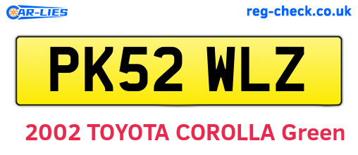 PK52WLZ are the vehicle registration plates.