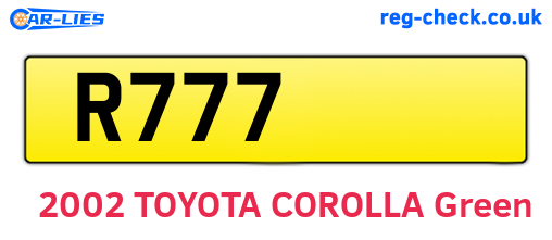 R777 are the vehicle registration plates.