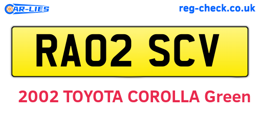 RA02SCV are the vehicle registration plates.