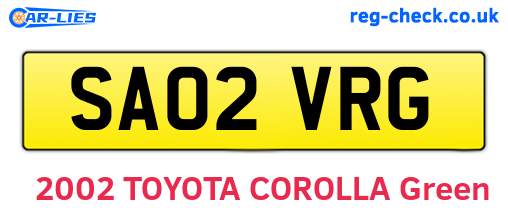 SA02VRG are the vehicle registration plates.