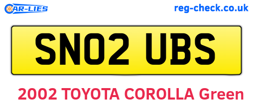 SN02UBS are the vehicle registration plates.