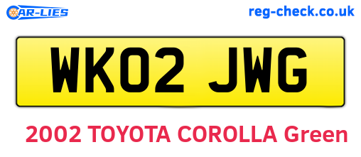 WK02JWG are the vehicle registration plates.