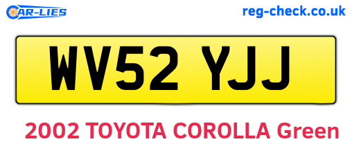 WV52YJJ are the vehicle registration plates.