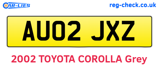 AU02JXZ are the vehicle registration plates.