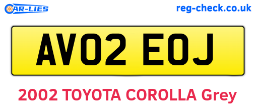 AV02EOJ are the vehicle registration plates.