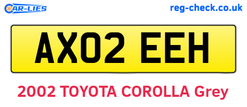 AX02EEH are the vehicle registration plates.