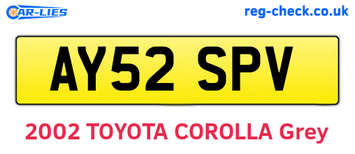 AY52SPV are the vehicle registration plates.