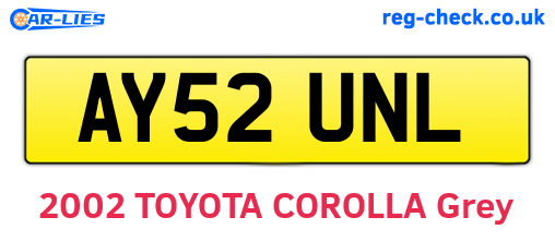 AY52UNL are the vehicle registration plates.