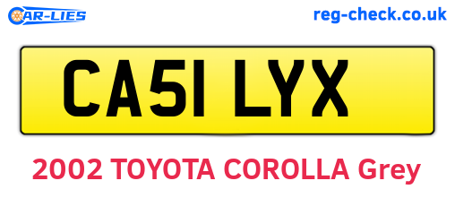 CA51LYX are the vehicle registration plates.