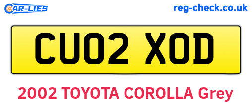 CU02XOD are the vehicle registration plates.