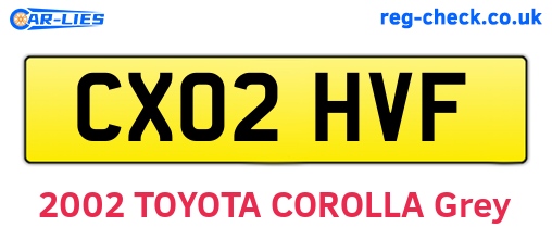 CX02HVF are the vehicle registration plates.