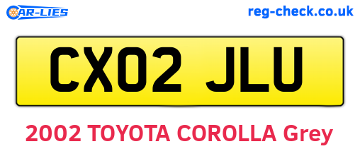 CX02JLU are the vehicle registration plates.
