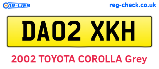 DA02XKH are the vehicle registration plates.