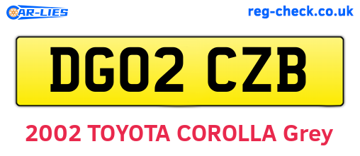 DG02CZB are the vehicle registration plates.