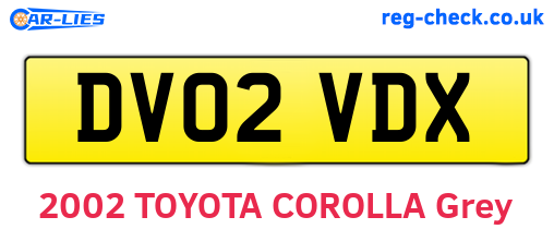 DV02VDX are the vehicle registration plates.