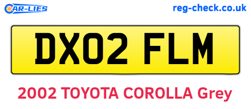 DX02FLM are the vehicle registration plates.