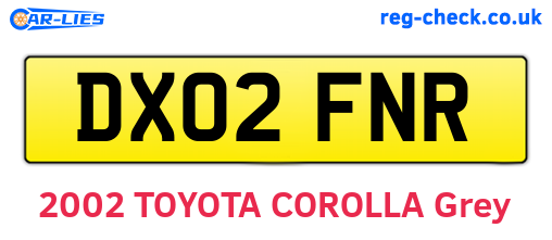 DX02FNR are the vehicle registration plates.