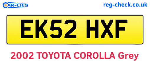 EK52HXF are the vehicle registration plates.