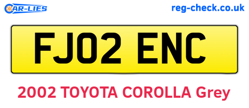 FJ02ENC are the vehicle registration plates.