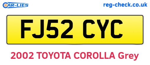FJ52CYC are the vehicle registration plates.