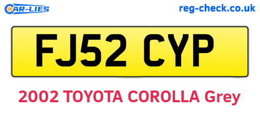 FJ52CYP are the vehicle registration plates.
