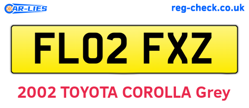 FL02FXZ are the vehicle registration plates.