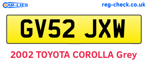 GV52JXW are the vehicle registration plates.
