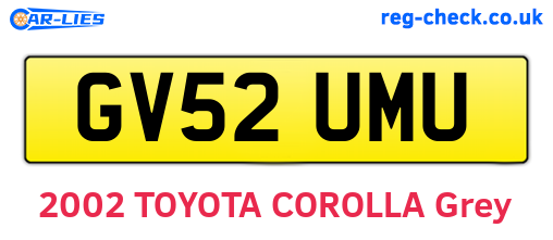 GV52UMU are the vehicle registration plates.