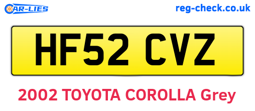 HF52CVZ are the vehicle registration plates.