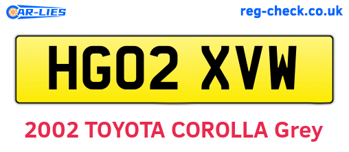 HG02XVW are the vehicle registration plates.