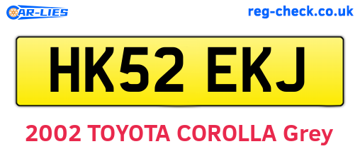 HK52EKJ are the vehicle registration plates.