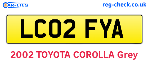 LC02FYA are the vehicle registration plates.