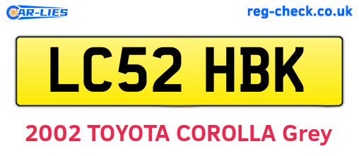 LC52HBK are the vehicle registration plates.