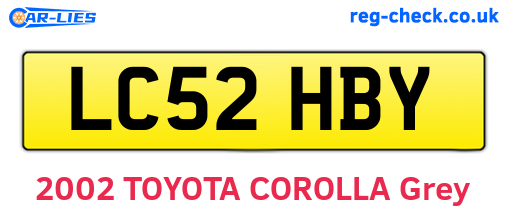 LC52HBY are the vehicle registration plates.
