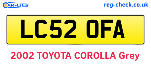 LC52OFA are the vehicle registration plates.